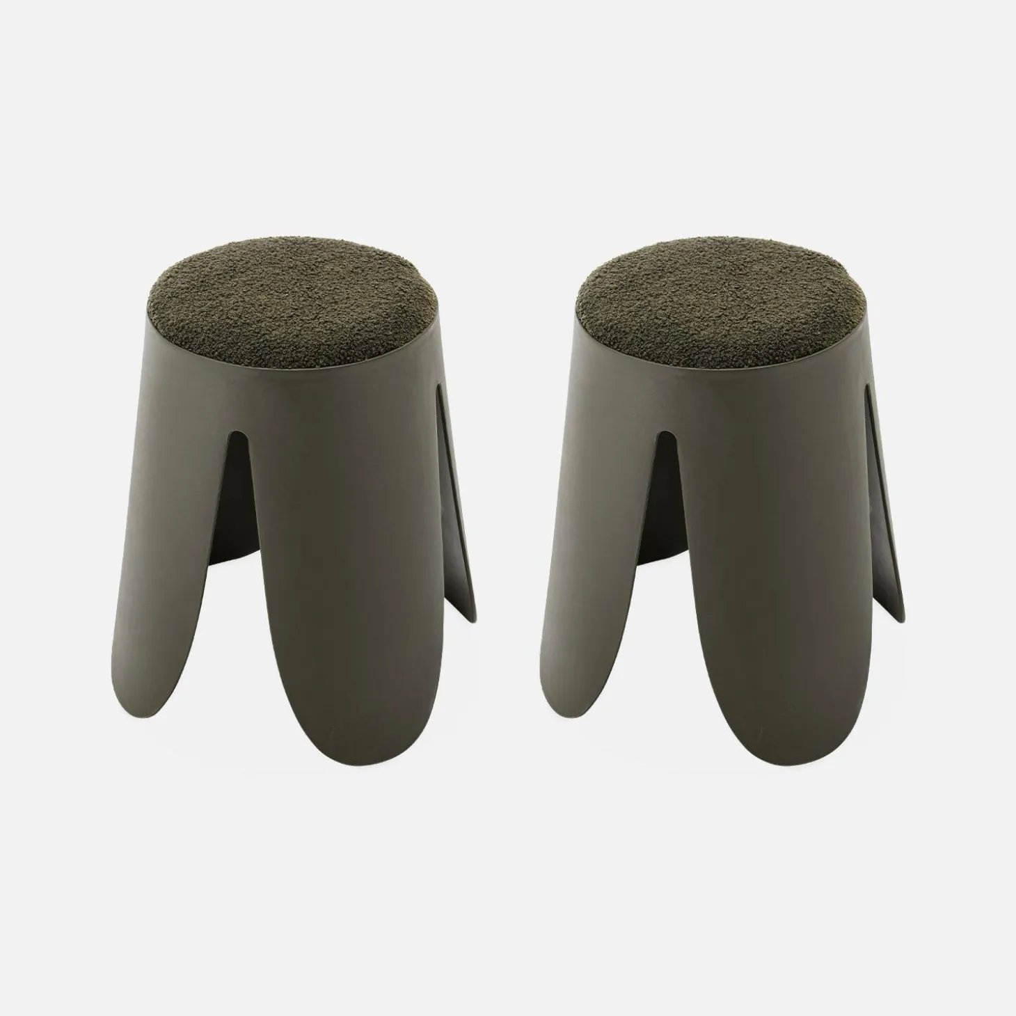 Taburete apilable con asiento texturado, set de 2
