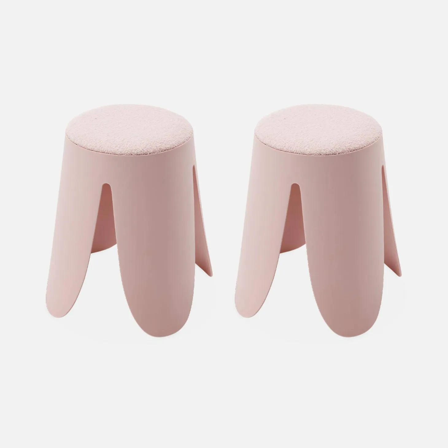Taburete apilable con asiento texturado, set de 2