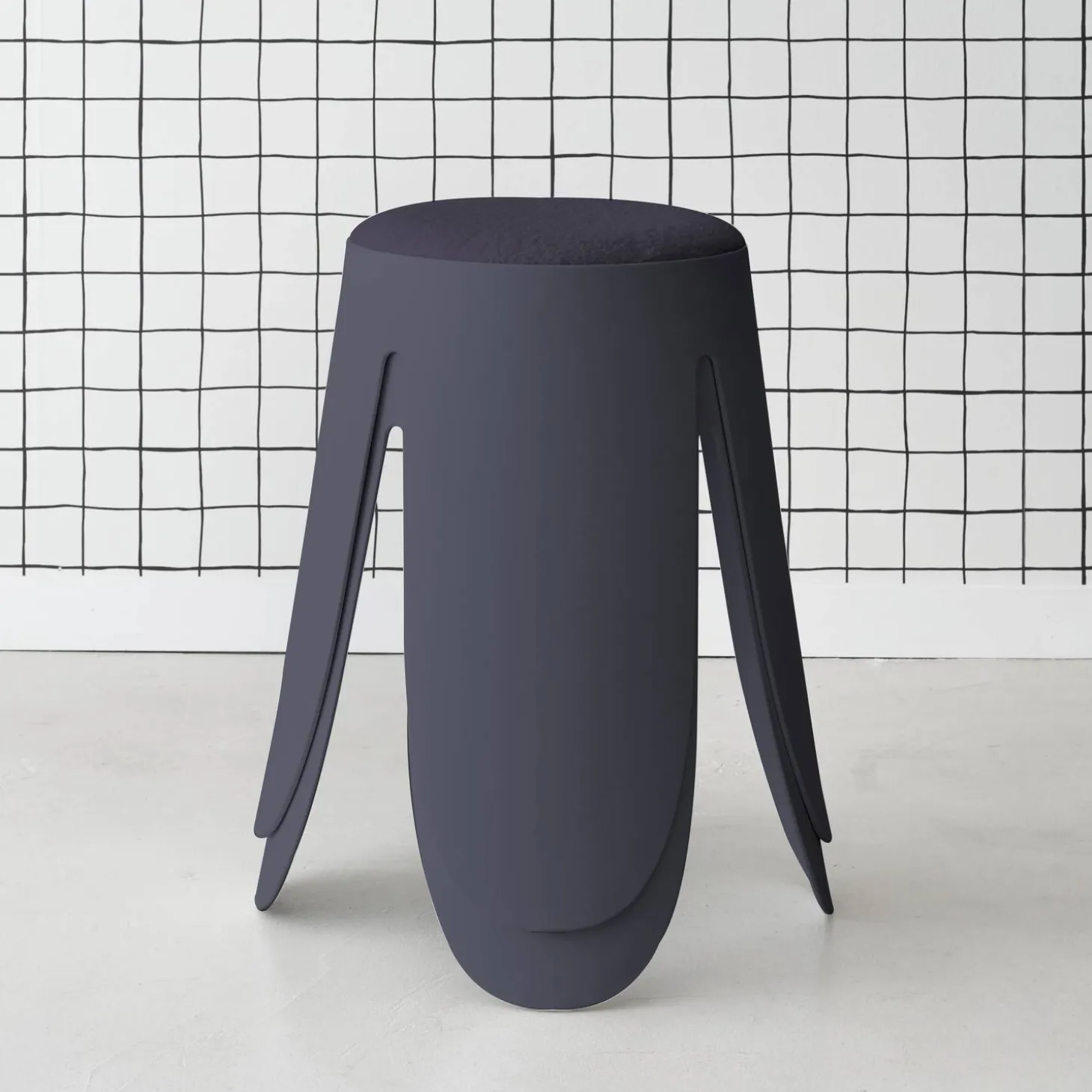 Taburete apilable con asiento texturado, set de 2