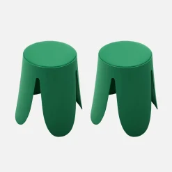 Taburete apilable cuero sintético, set de 2