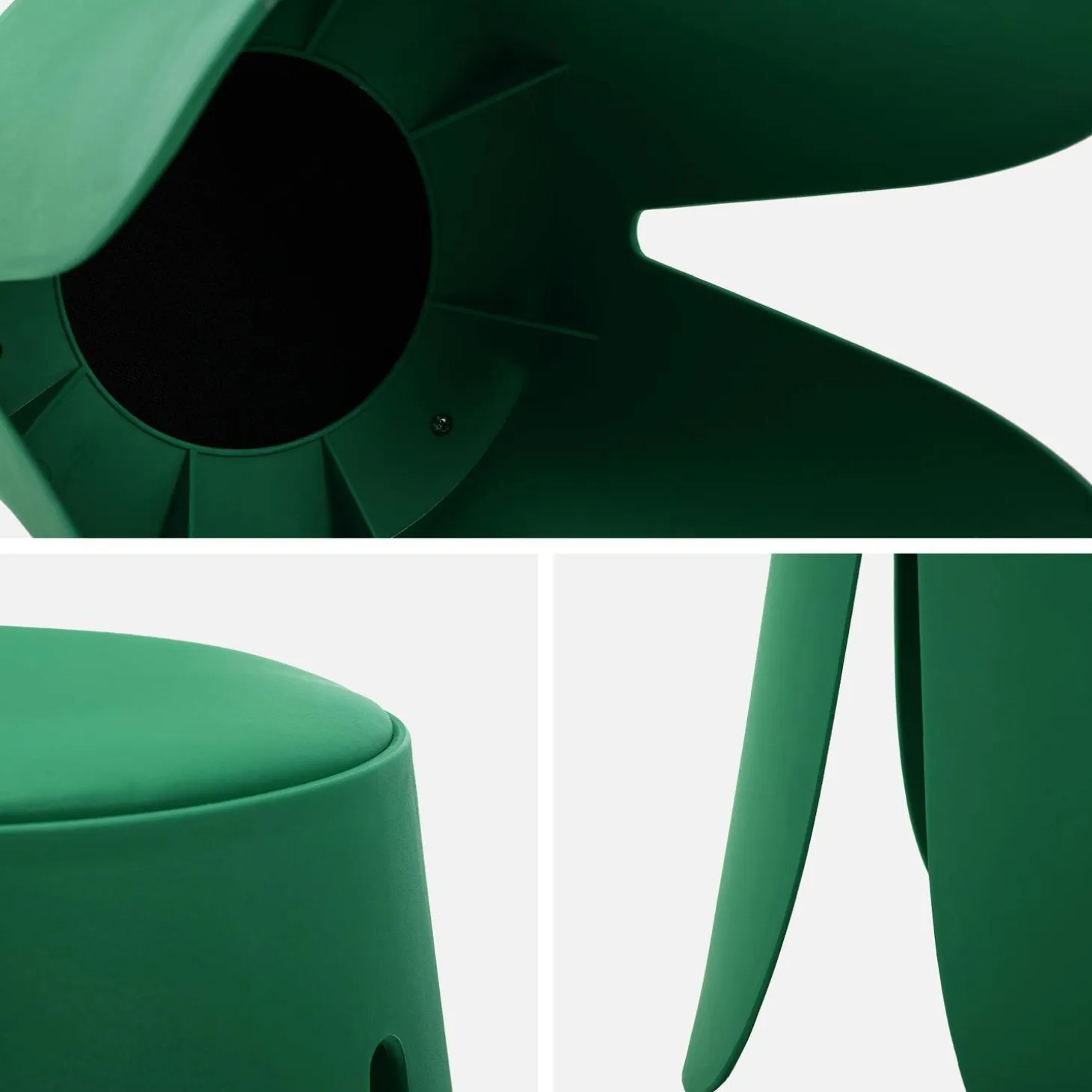 Taburete apilable cuero sintético, set de 2