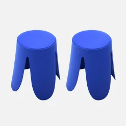 Taburete apilable cuero sintético, set de 2