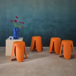 Taburete apilable polipiel, set de 4