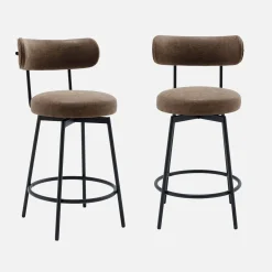 Taburete de bar asiento giratorio metal y polipiel, set de 2