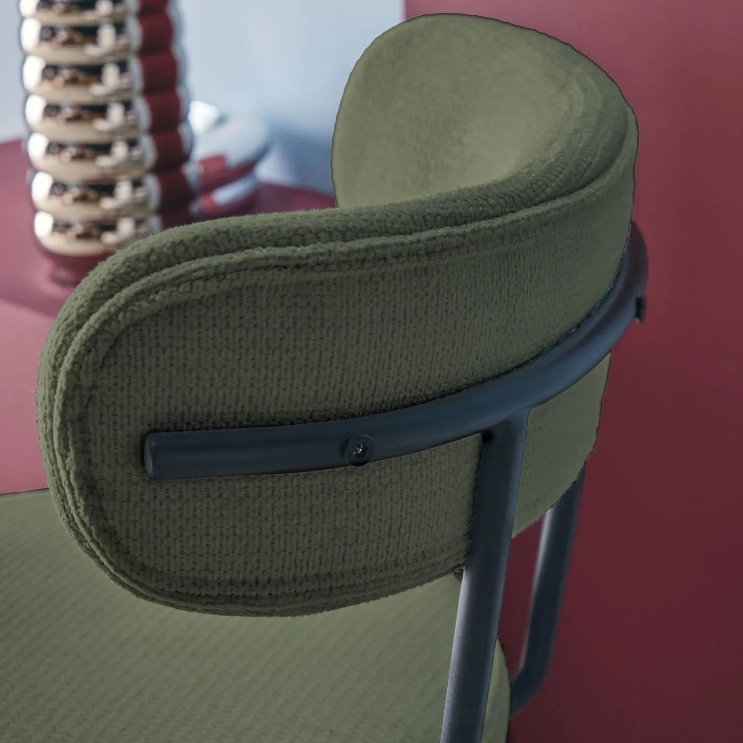 Taburete de bar asiento giratorio metal y tela simple, set de 2