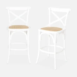 Taburete de bar bistró vintage de madera, set de 2