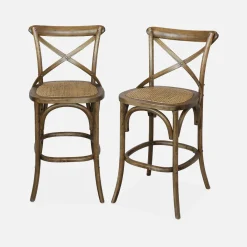 Taburete de bar bistró vintage de madera, set de 2