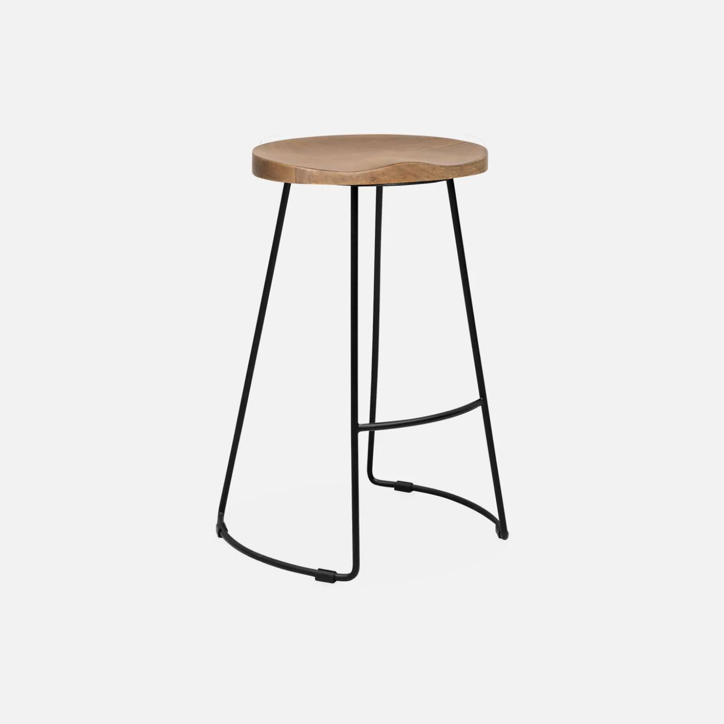 Taburete de bar de madera y acero, set de 2