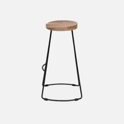 Taburete de bar de madera y acero, set de 2