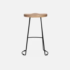 Taburete de bar de madera de mango y acero, 65cm, set de 4
