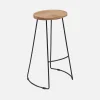 Taburete de bar de madera y acero, set de 2