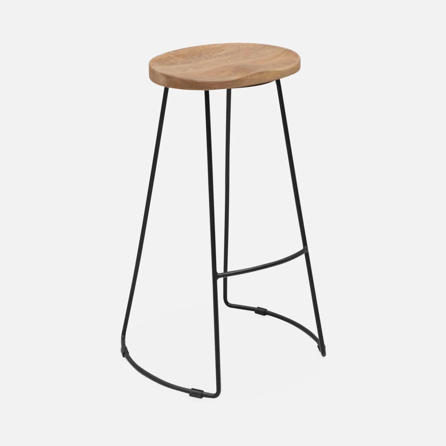 Taburete de bar de madera y acero, set de 2