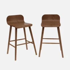 Taburete de bar escandinavo de madera de hevea 67,5cm, set de 2