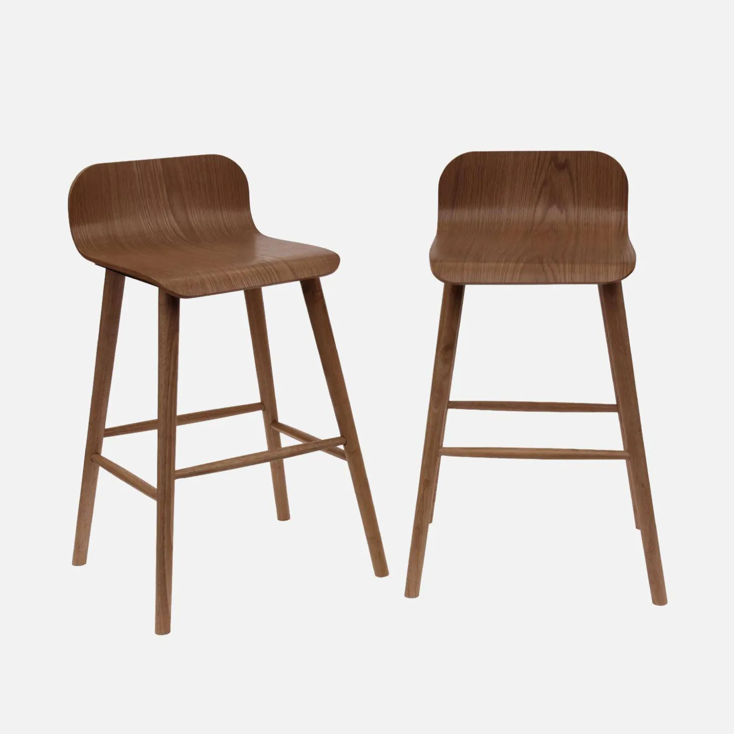 Taburete de bar escandinavo de madera de hevea 67,5cm, set de 2