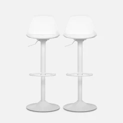 Taburete de bar regulable con imitación cuero, set de 2