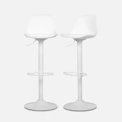 Taburete de bar regulable con imitación cuero, set de 2