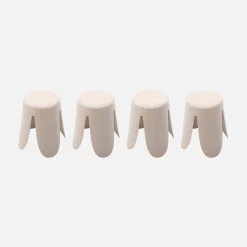 Taburetes apilable de borreguito texturizado, set de 4