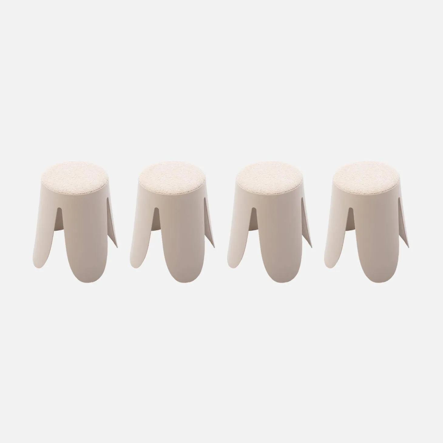 Taburetes apilable de borreguito texturizado, set de 4