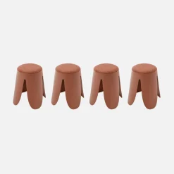 Taburetes apilable de borreguito texturizado, set de 4