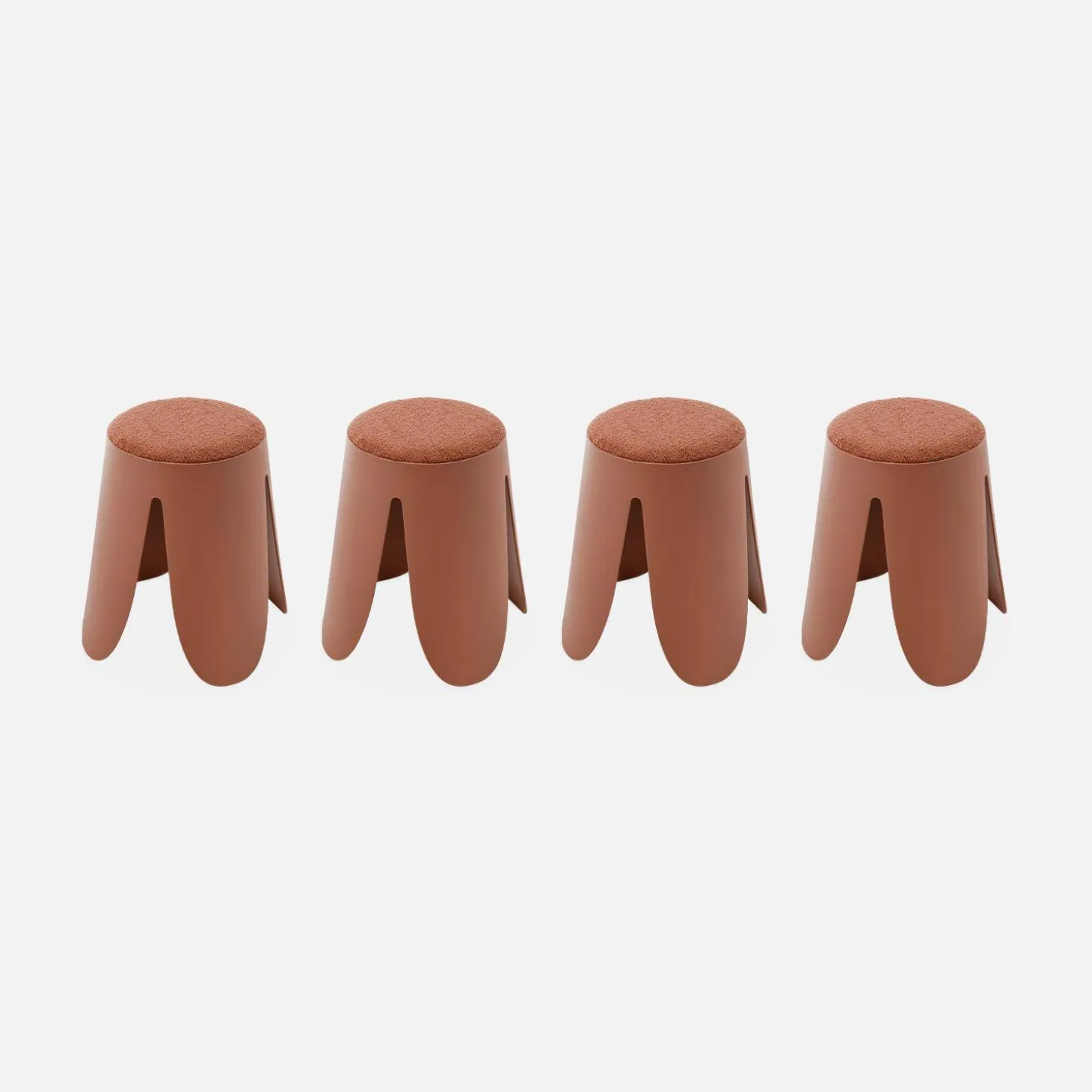 Taburetes apilable de borreguito texturizado, set de 4