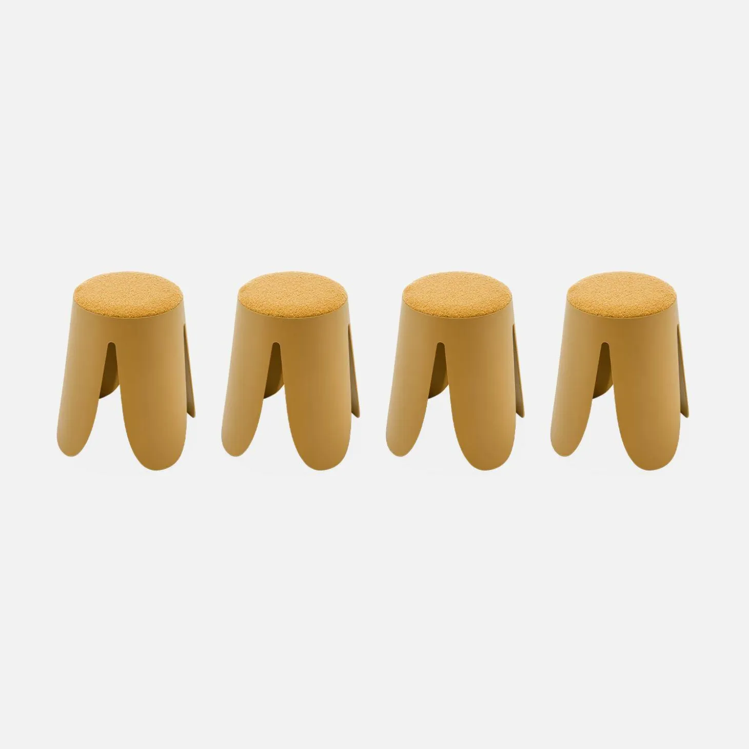 Taburetes apilable de borreguito texturizado, set de 4
