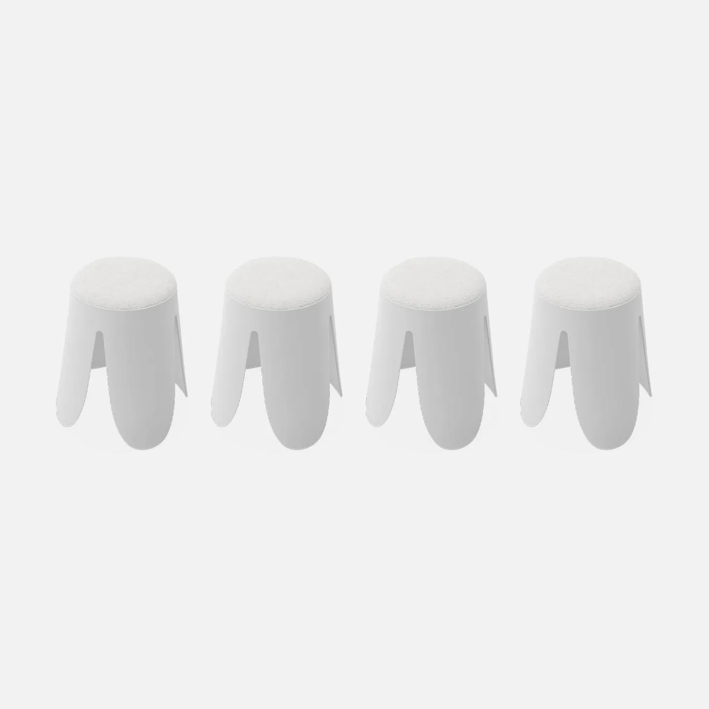 Taburetes apilable de borreguito texturizado, set de 4