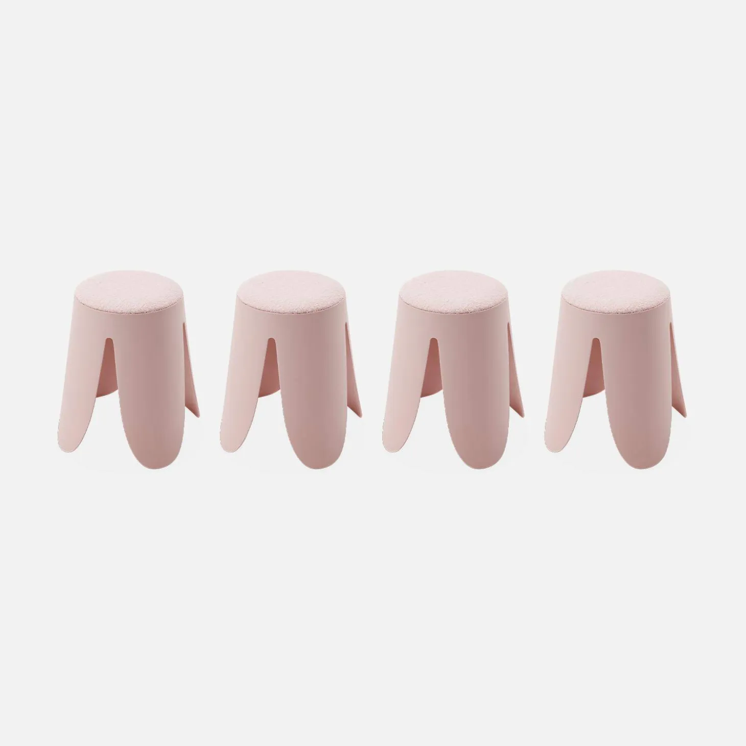 Taburetes apilable de borreguito texturizado, set de 4