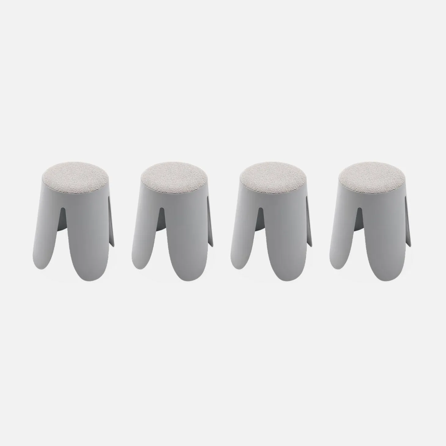 Taburetes apilable de borreguito texturizado, set de 4