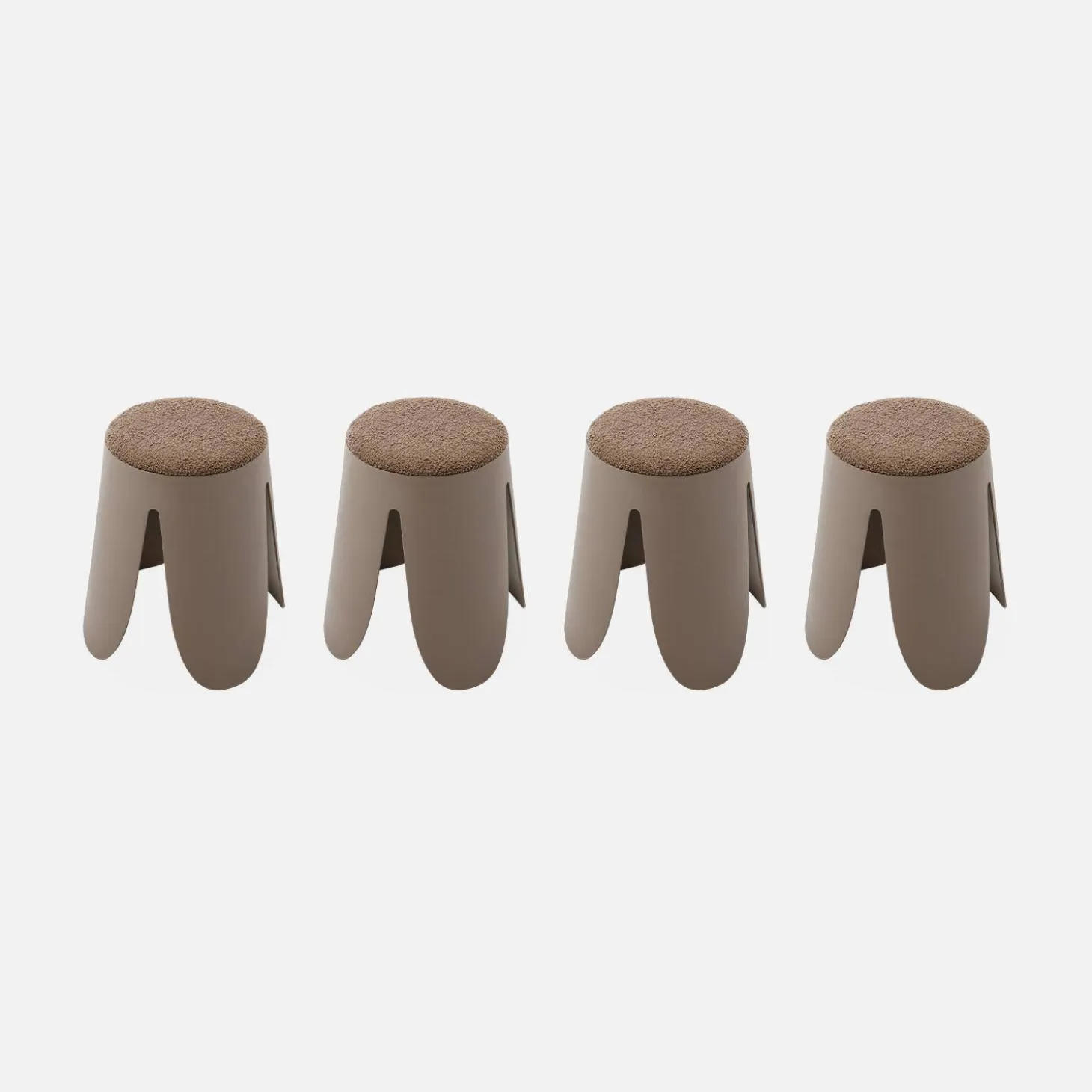 Taburetes apilable de borreguito texturizado, set de 4