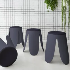 Taburetes apilable de borreguito texturizado, set de 4