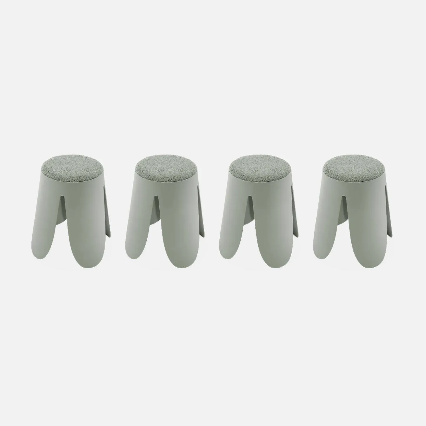 Taburetes apilable de borreguito texturizado, set de 4