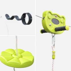 Tirolina para niños con columpio de 30m