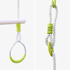 Trapecio de madera con anillas metálicas