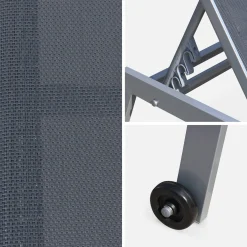 Tumbona de aluminio de multiposición con ruedas, set de 2