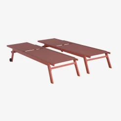 Tumbona de aluminio de multiposición con ruedas, set de 2
