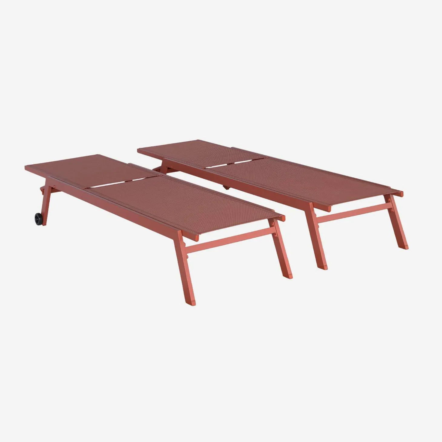 Tumbona de aluminio de multiposición con ruedas, set de 2