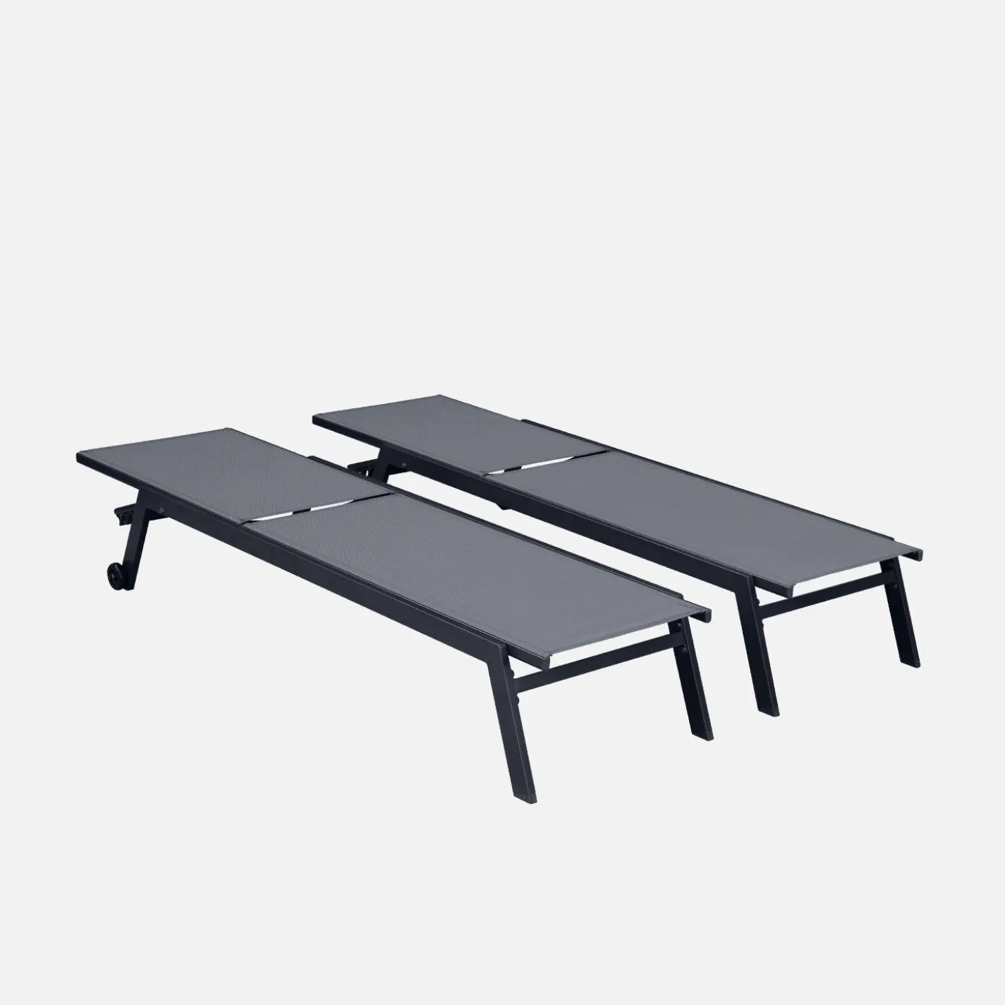 Tumbona de aluminio de multiposición con ruedas, set de 2