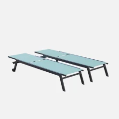 Tumbona de aluminio de multiposición con ruedas, set de 2