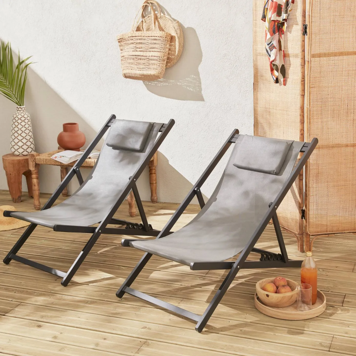 Tumbona de aluminio multi posiciones, set de 2