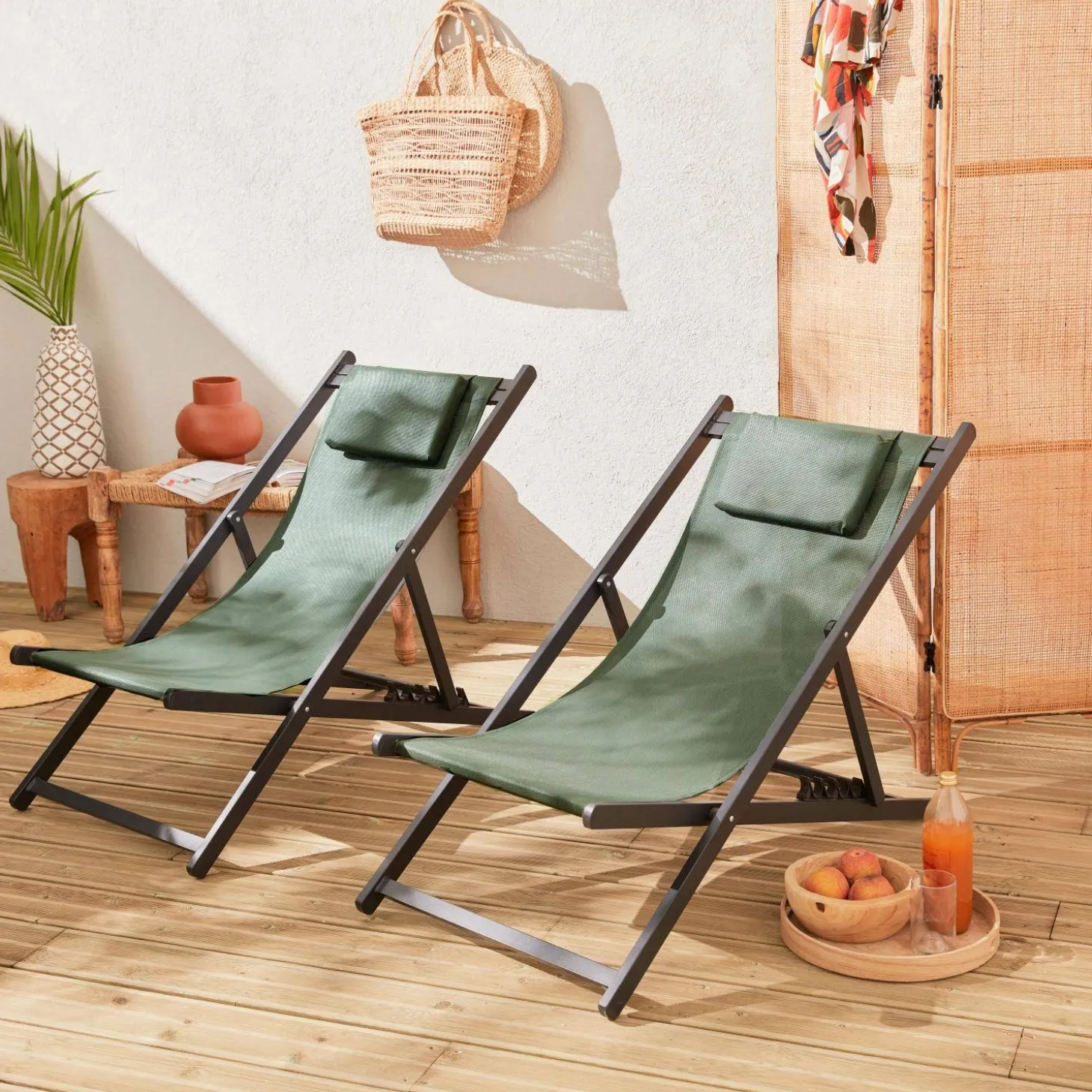 Tumbona de aluminio multi posiciones, set de 2