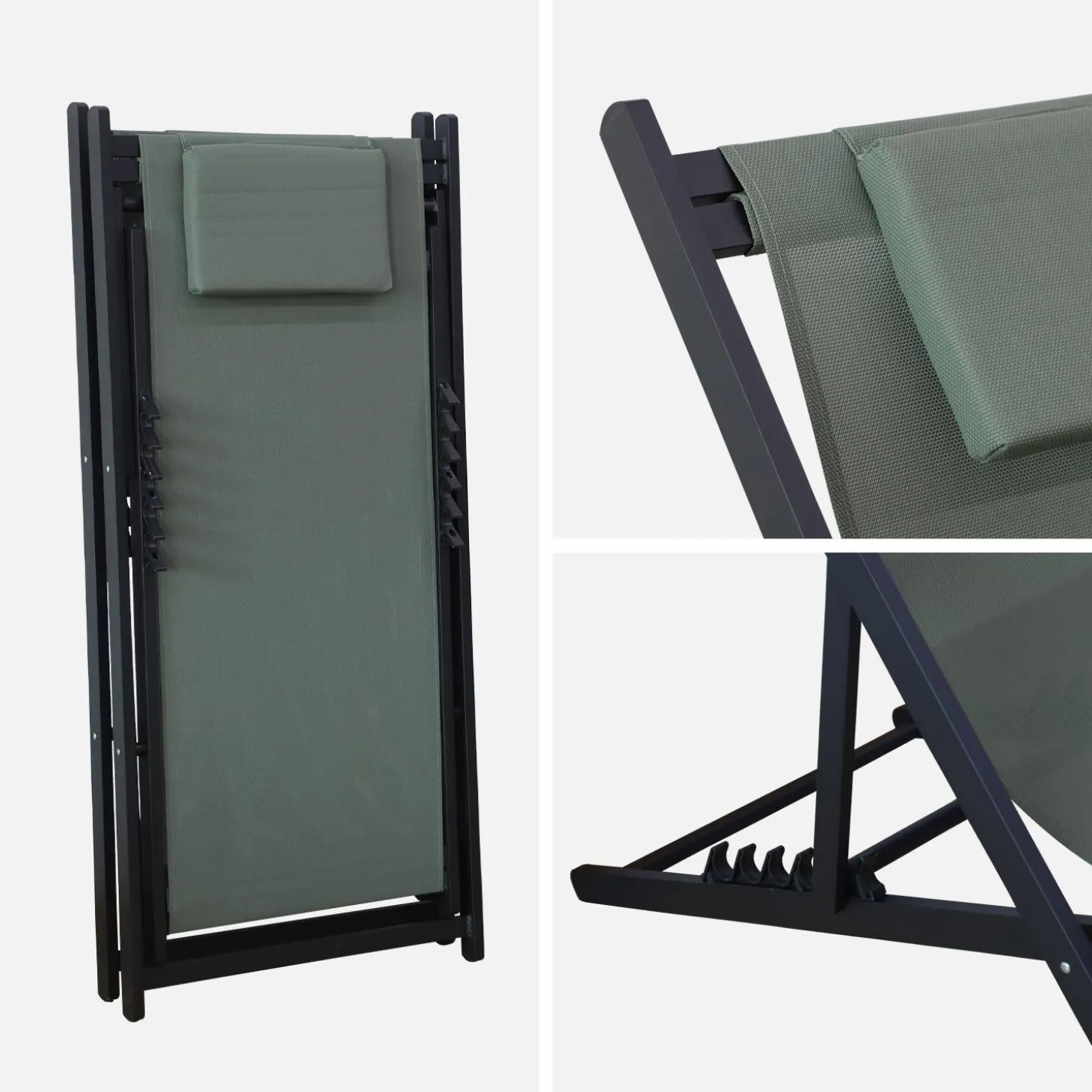 Tumbona de aluminio multi posiciones, set de 2