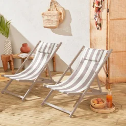 Tumbona de aluminio multi posiciones, set de 2