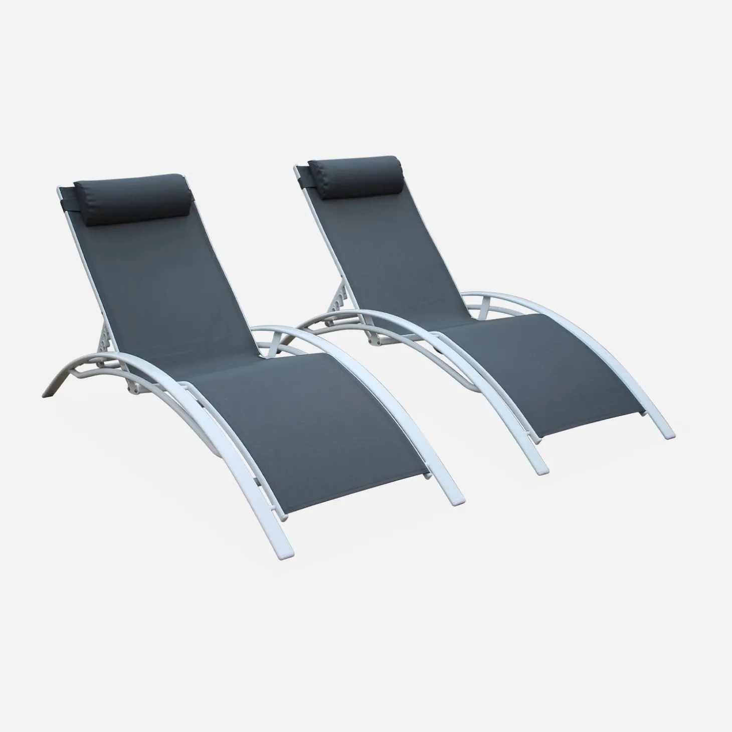 Tumbona de aluminio textileno, set de 2