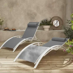 Tumbona de aluminio textileno, set de 2