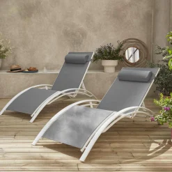 Tumbona de aluminio textileno, set de 2