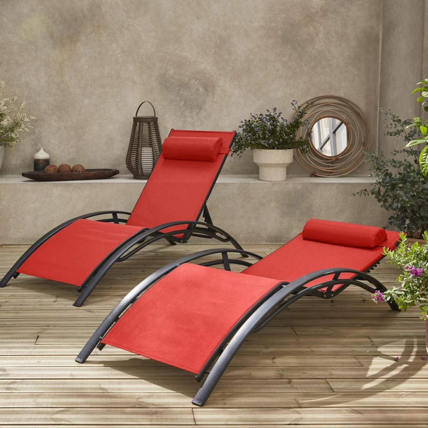 Tumbona de aluminio textileno, set de 2