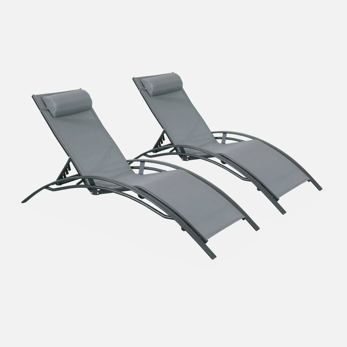 Tumbona de aluminio textileno, set de 2