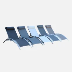 Tumbona de aluminio textileno, set de 2