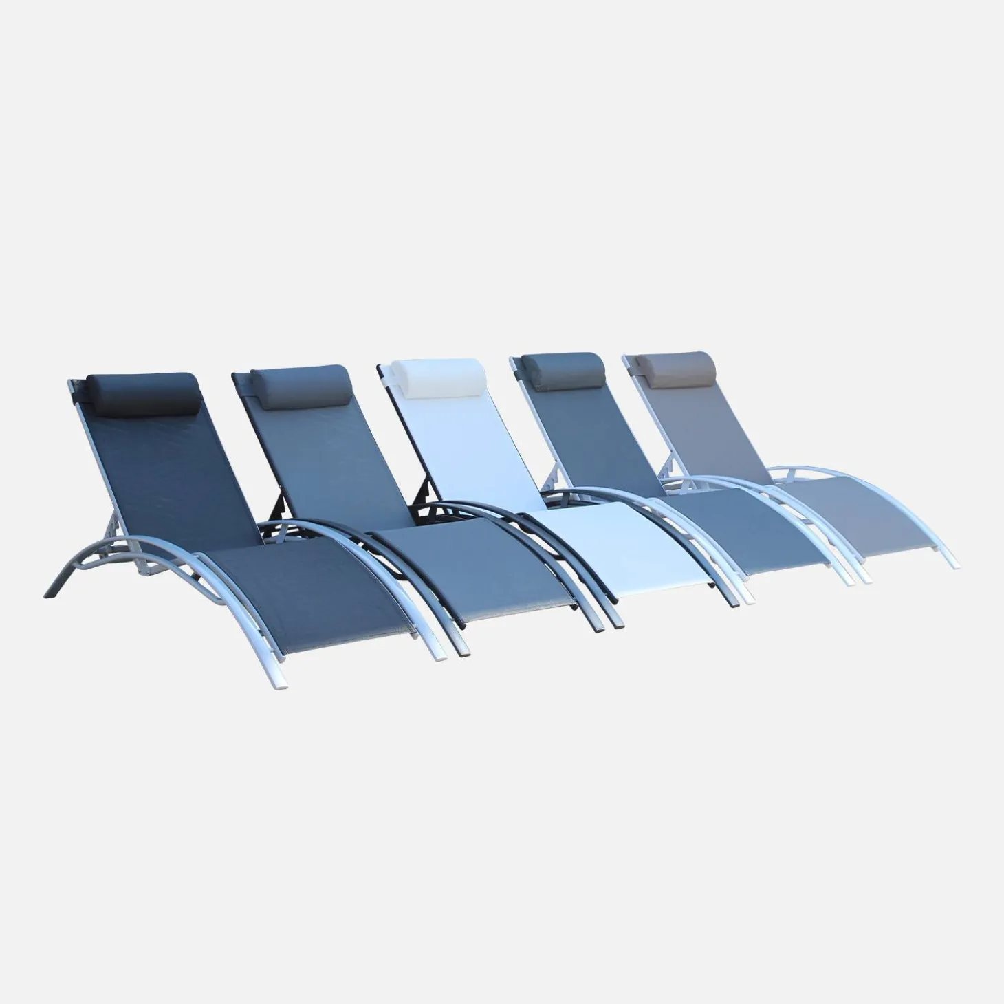 Tumbona de aluminio textileno, set de 2