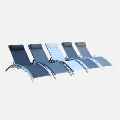 Tumbona de aluminio textileno, set de 2